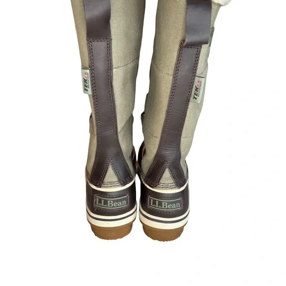 L.L. Bean Women's Olive and Chocolate Winter Canvas Boots - Picture 2 of 6